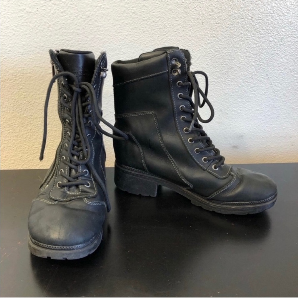 Harley Davidson Black Leather Lace Up Boots